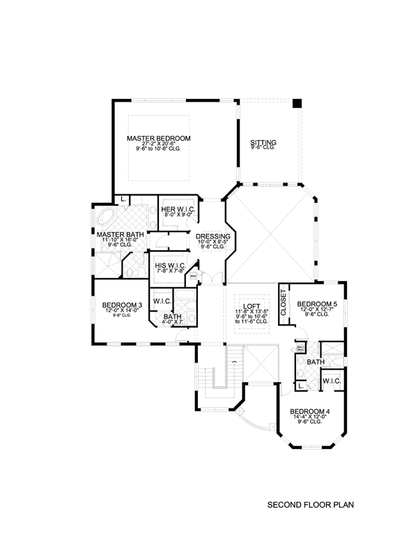 Mediterranean One-Story Level Two of Plan 55775