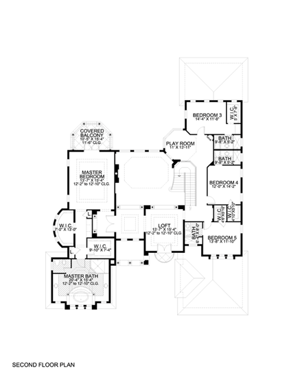 House Plan 55781 Second Level Plan