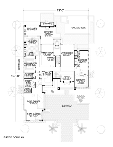 House Plan 55782 First Level Plan