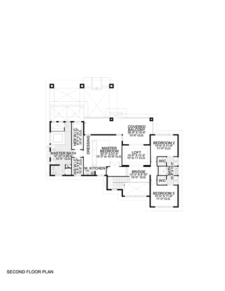 House Plan 55782 Second Level Plan