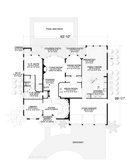 House Plan 55788 First Level Plan