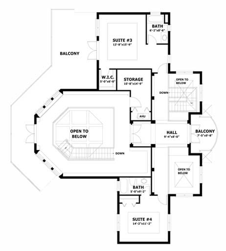 House Plan 55794 Second Level Plan