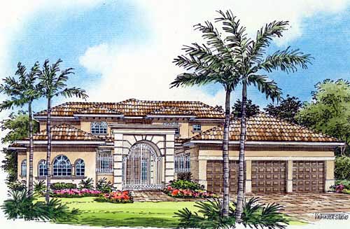 Mediterranean Plan with 6029 Sq. Ft., 4 Bedrooms, 7 Bathrooms, 3 Car Garage Elevation