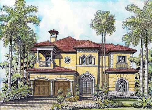 Plan with 5542 Sq. Ft., 6 Bedrooms, 7 Bathrooms, 3 Car Garage Elevation