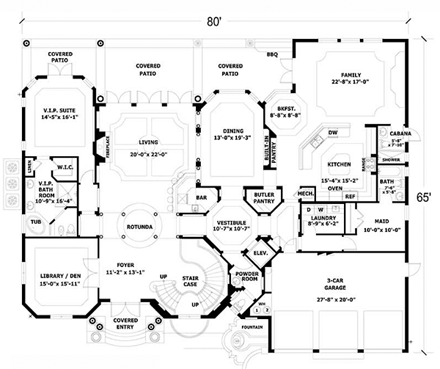 House Plan 55802 First Level Plan