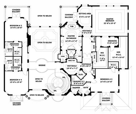 House Plan 55802 Second Level Plan