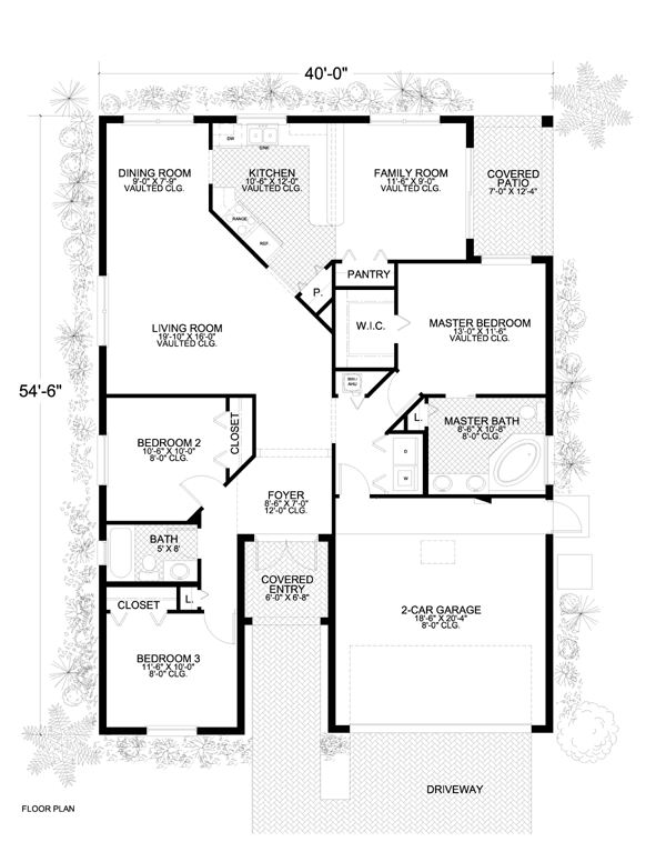 Narrow Lot One-Story Level One of Plan 55815
