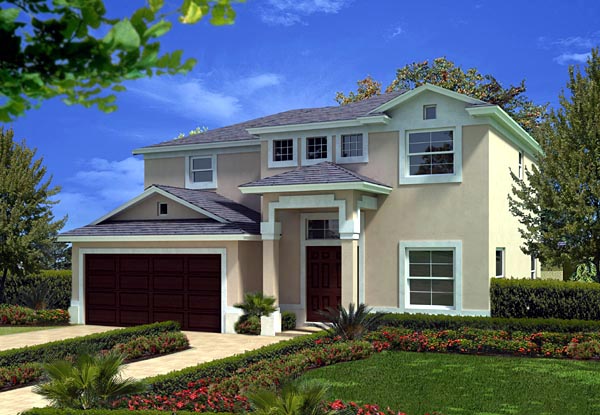Plan 55819 | Florida, Narrow Lot House with 4 Bed, 3 Bath, 2 Car