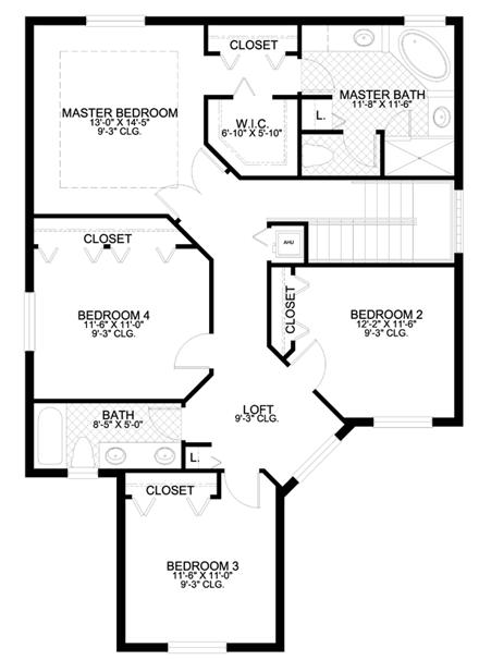 House Plan 55820 Second Level Plan