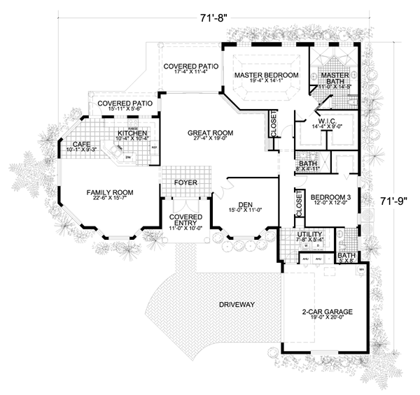Florida One-Story Level One of Plan 55821