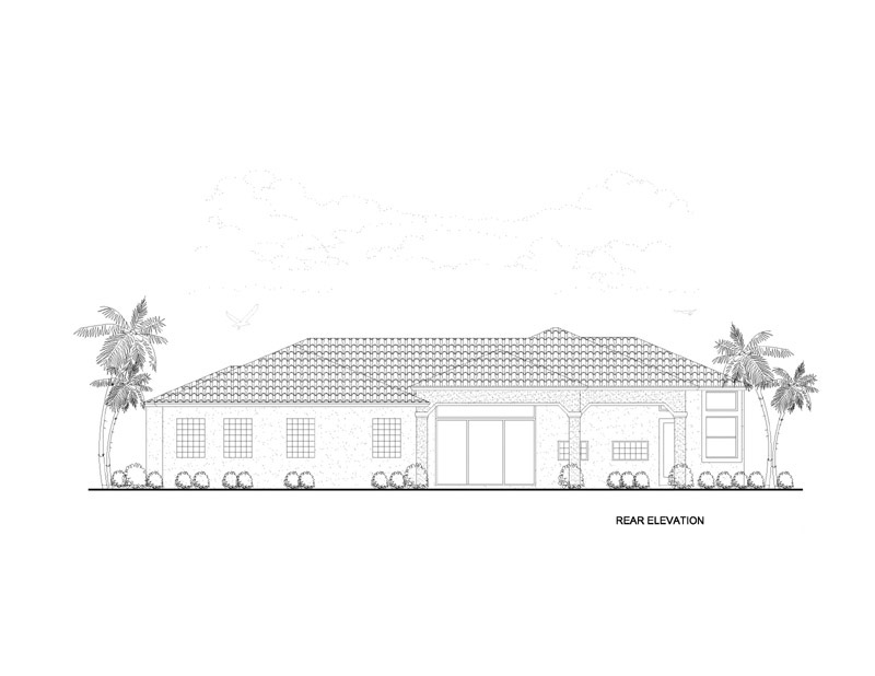 Florida One-Story Rear Elevation of Plan 55821