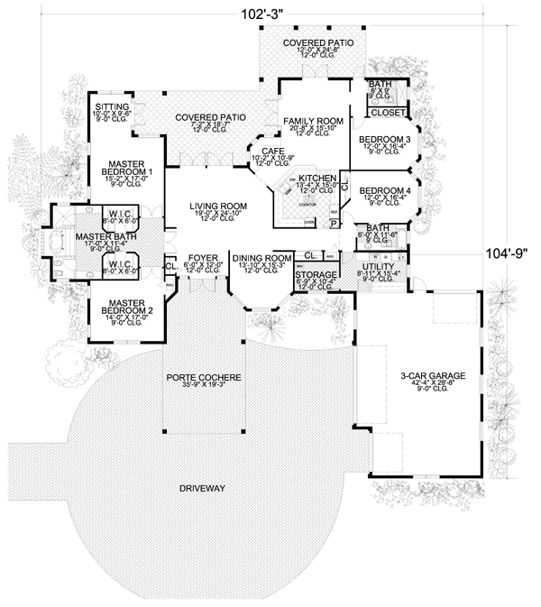 Florida One-Story Level One of Plan 55839