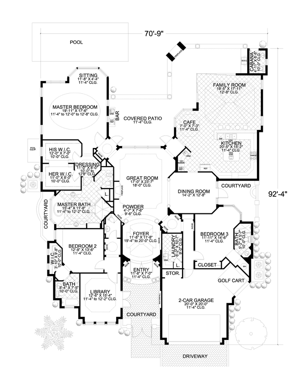 Mediterranean One-Story Level One of Plan 55840