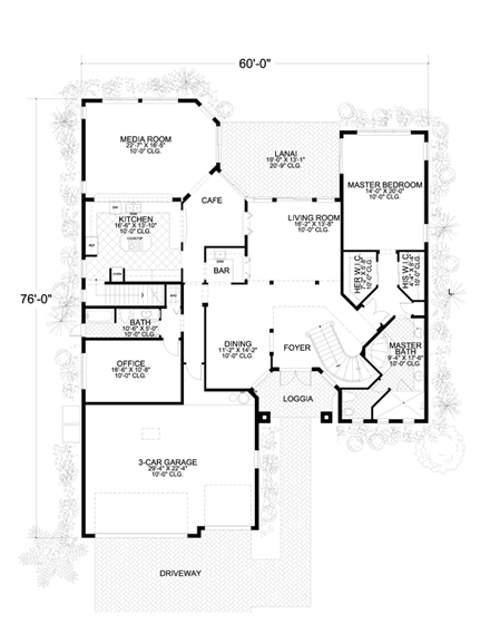 House Plan 55842 First Level Plan