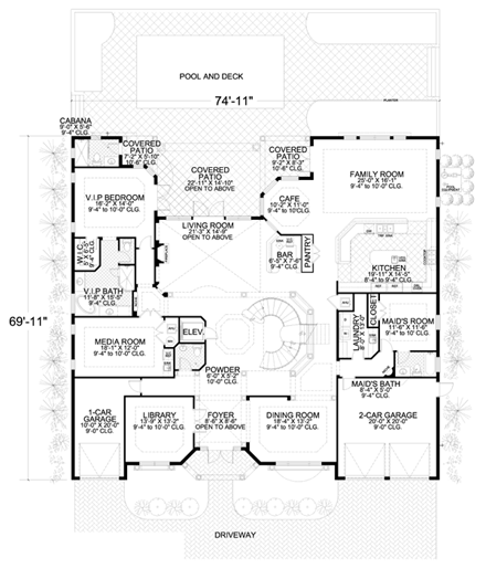 House Plan 55855 First Level Plan