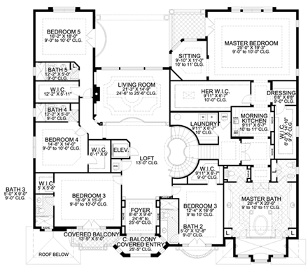 House Plan 55855 Second Level Plan