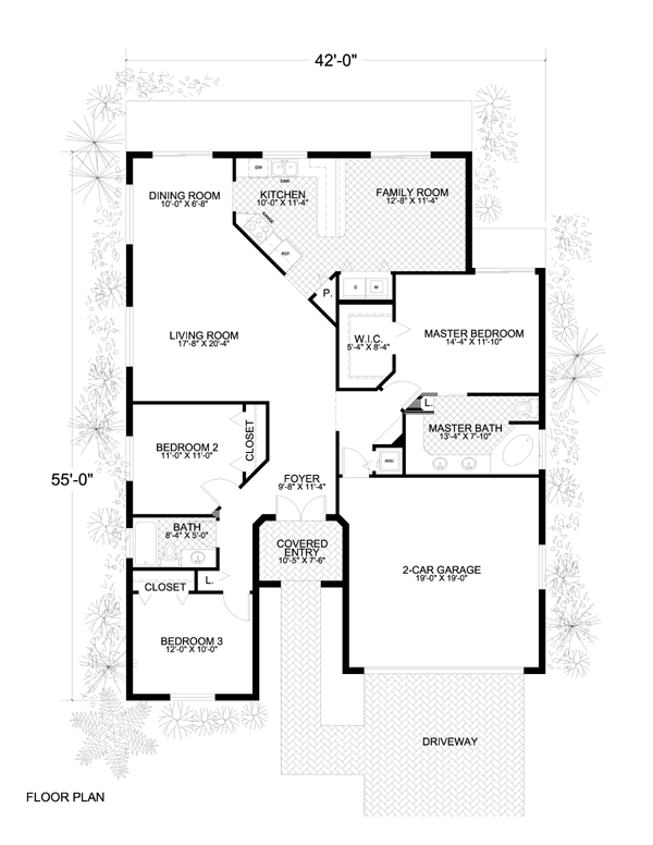 Florida One-Story Level One of Plan 55859