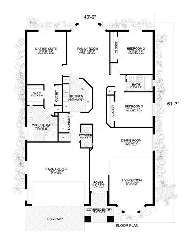 Narrow Lot One-Story Level One of Plan 55860