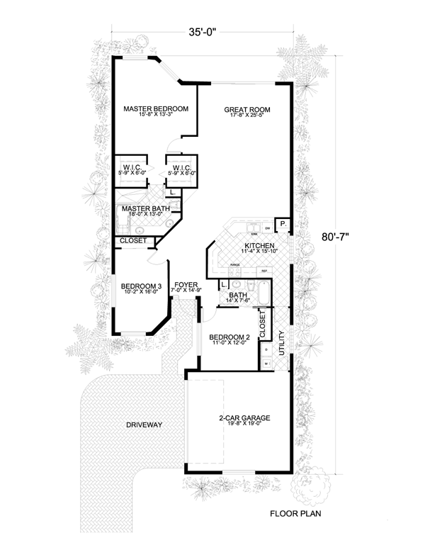 Florida Narrow Lot One-Story Level One of Plan 55863