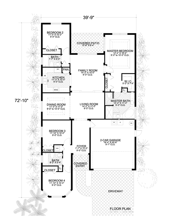 Florida Narrow Lot One-Story Level One of Plan 55865