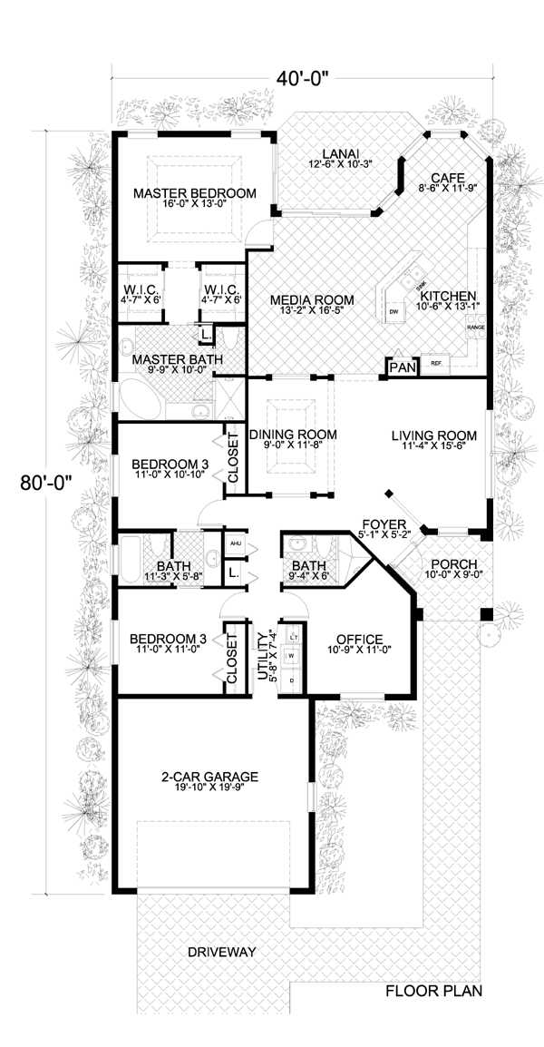 Narrow Lot One-Story Level One of Plan 55871