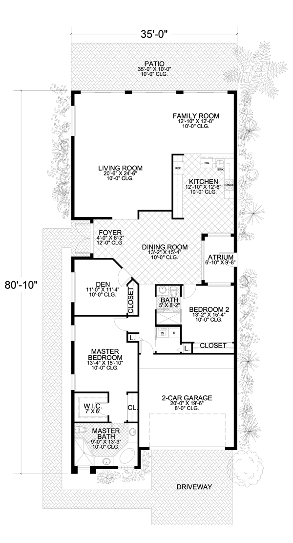 Florida One-Story Level One of Plan 55872