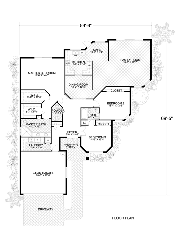 Florida One-Story Level One of Plan 55873