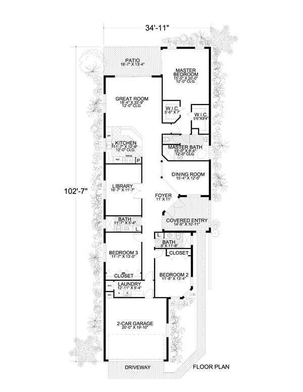 Florida Narrow Lot One-Story Level One of Plan 55874