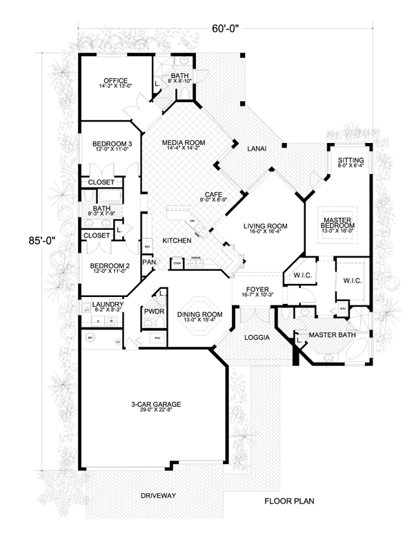 Florida One-Story Level One of Plan 55881