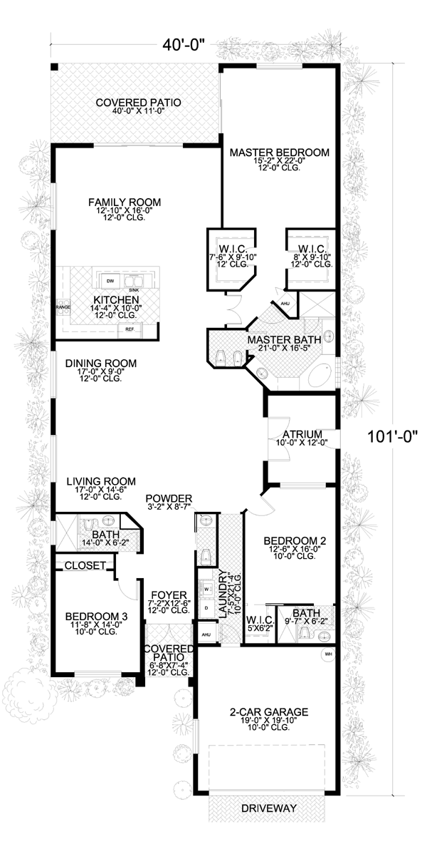 Narrow Lot One-Story Level One of Plan 55884