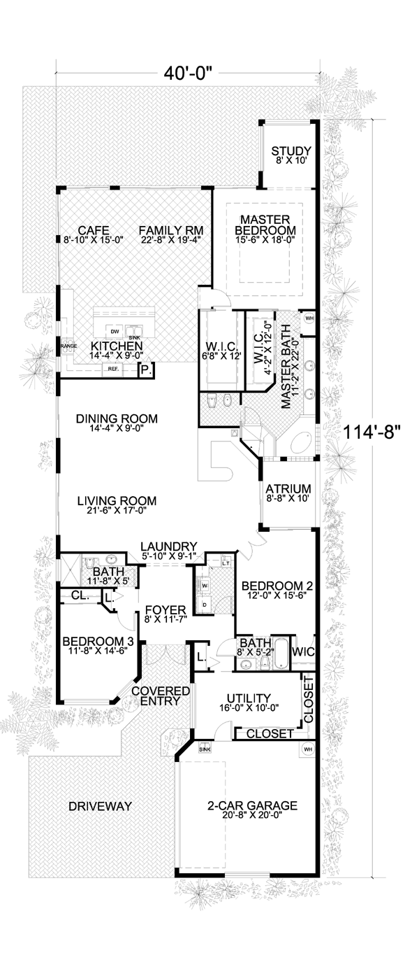 Narrow Lot One-Story Level One of Plan 55886