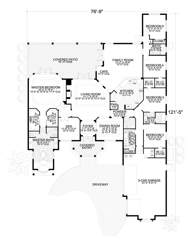 Florida One-Story Level One of Plan 55897