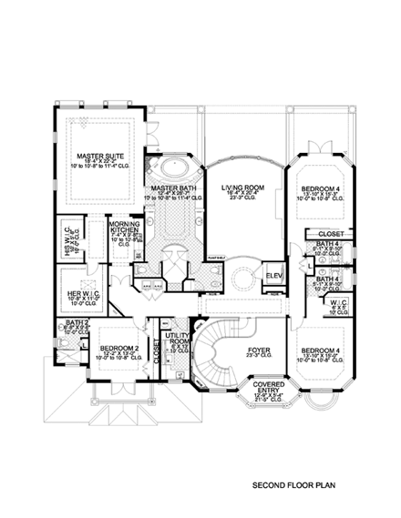 House Plan 55903 Second Level Plan