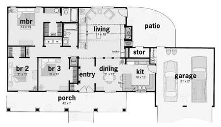 Country One-Story Level One of Plan 56028