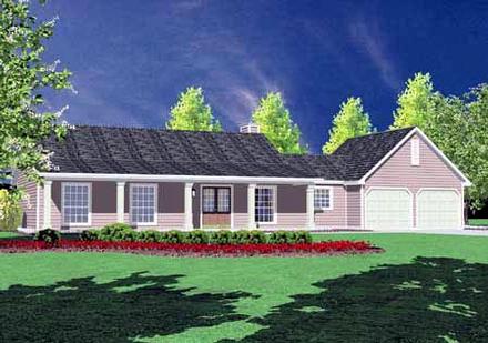 Country One-Story Elevation of Plan 56028