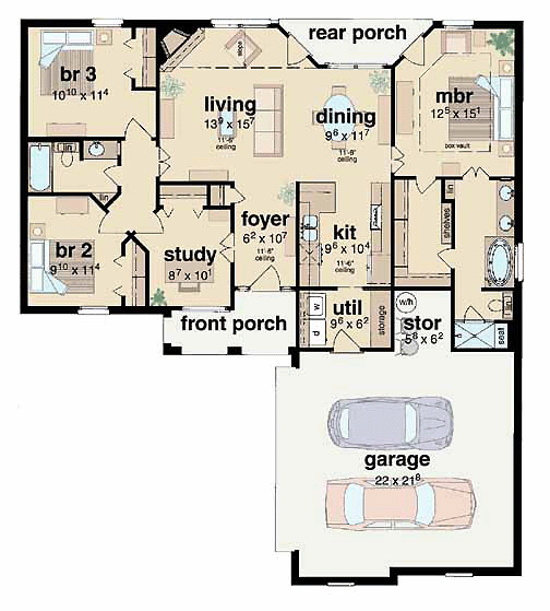 European One-Story Level One of Plan 56037