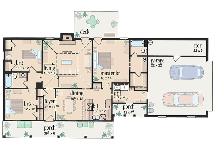 Country One-Story Level One of Plan 56049