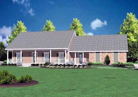 Country One-Story Elevation of Plan 56049