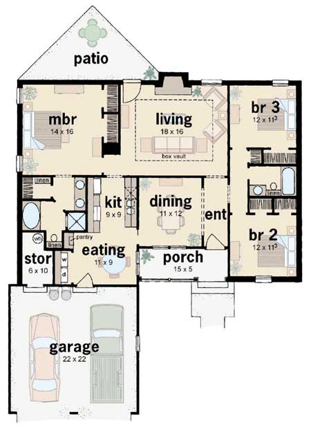 Country One-Story Level One of Plan 56050