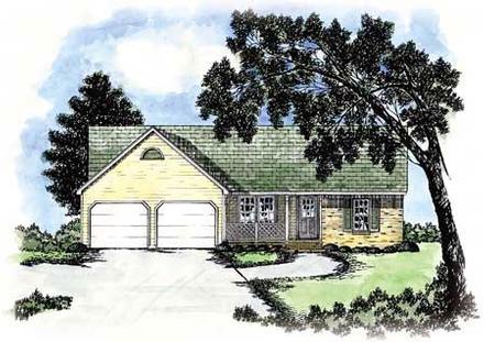 Country One-Story Elevation of Plan 56050