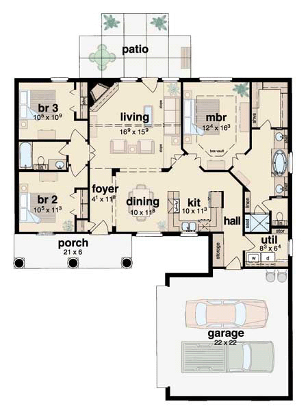 One-Story Level One of Plan 56068