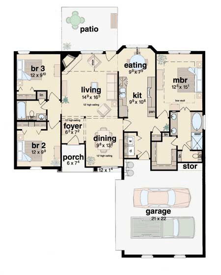 Country One-Story Level One of Plan 56070