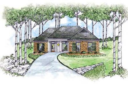 Country One-Story Elevation of Plan 56070