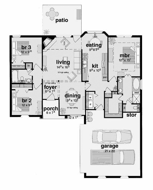 One-Story Traditional Level One of Plan 56071