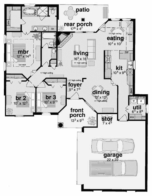 European One-Story Level One of Plan 56073