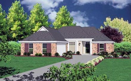 Colonial One-Story Elevation of Plan 56091