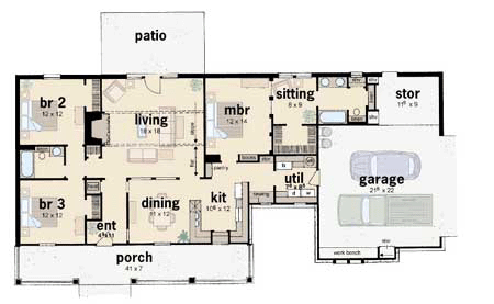 Country One-Story Level One of Plan 56096