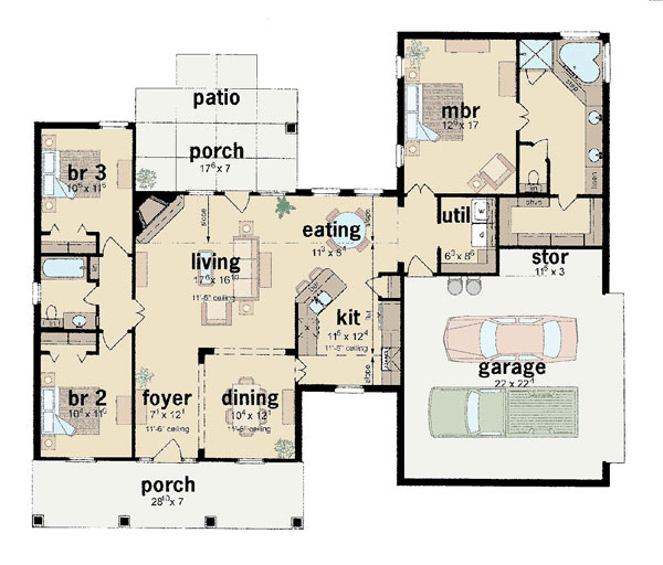 Country One-Story Level One of Plan 56112