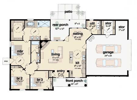 European One-Story Level One of Plan 56114