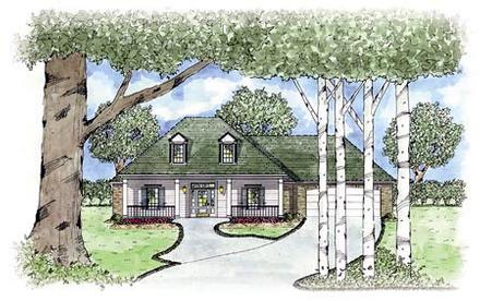 Country One-Story Elevation of Plan 56135
